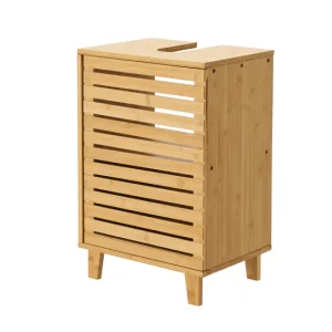Mueble para debajo del lavabo Iveland con puerta 2 compartimentos cerrados bambú 60 x 40 x 30 cm - Auténtico