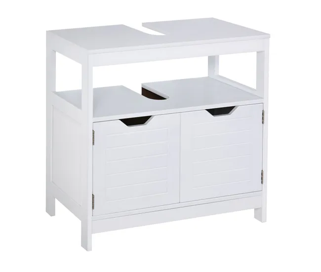 Organizador de Toallas kleankin Armario para Debajo de Lavabo Gabinete de Baño con Estante 2 Puerta de Almacenamiento Disp...