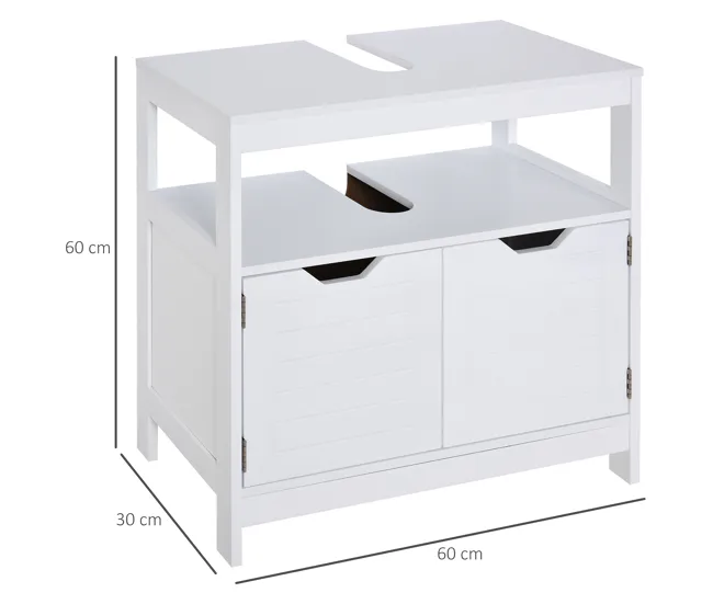 Organizador de Toallas kleankin Armario para Debajo de Lavabo Gabinete de Baño con Estante 2 Puerta de Almacenamiento Disp...