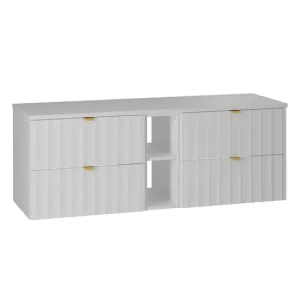 Organizador de Toallas Mueble bajo lavabo 140cm 2 compartimientos encimera Lexa Blanco