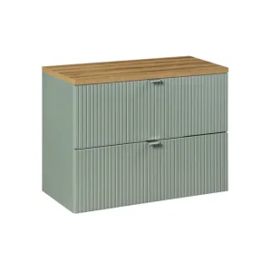 Organizador de Toallas Mueble bajo lavabo 80cm 2 cajones encimera Jade Verde y Madera