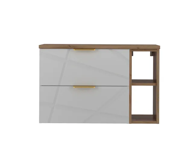 Organizador de Toallas Mueble bajo lavabo 80cm 2 compartimientos encimera Aurora Blanco y Madera