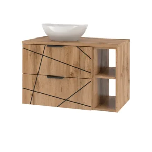 Organizador de Toallas Mueble lavabo individual 80cm 2 compartimientos Teren Madera