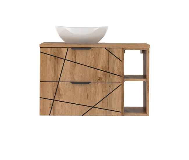 Organizador de Toallas Mueble lavabo individual 80cm 2 compartimientos Teren Madera