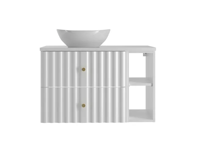 Organizador de Toallas Mueble lavabo individual 80cm 2 compartimientos Izae Blanco