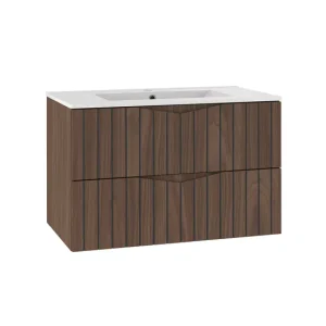 Organizador de Toallas Mueble lavabo individual encastrado 80cm Siena madera y negro