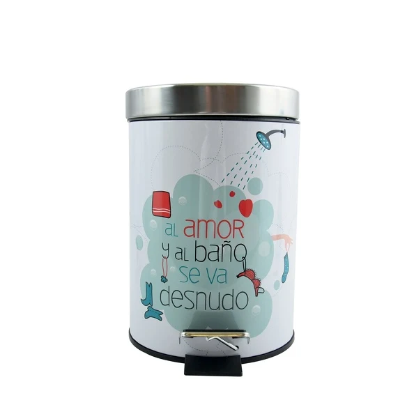 Pattumiera pedale Acciaio Inox da 3L modello Decors Bath & Love - Multicolore