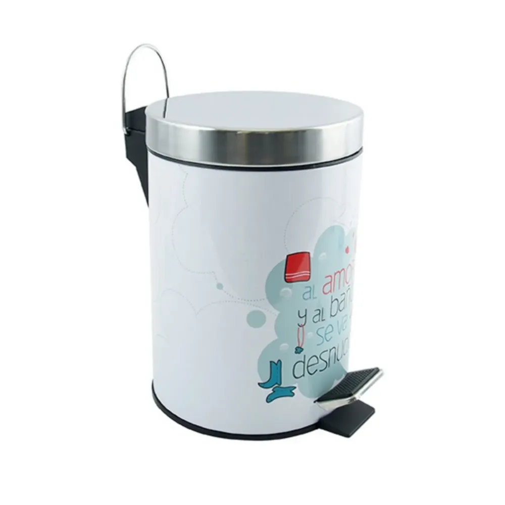 Pattumiera pedale Acciaio Inox da 3L modello Decors Bath & Love - Multicolore