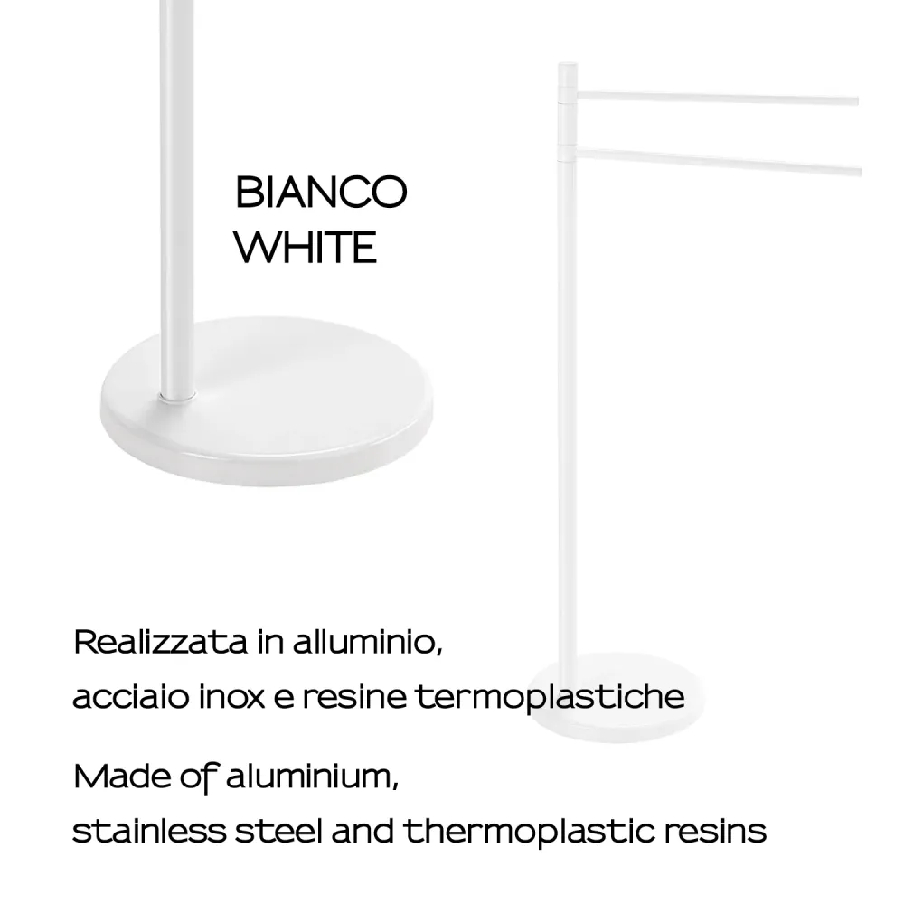 Piantana porta asciugamani Alluminio e Acciaio Inox modello Mammolo di Gedy - Bianco