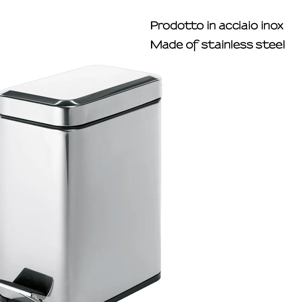 Portarifiuti rettangolare Gedy Argenta 5 lt. acciaio inox cm 14x29,4x30