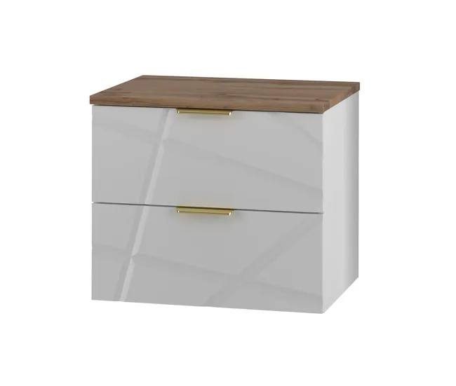 Premium de Madera Maciza Mueble bajo lavabo 60cm encimera Aurora Blanco y Madera