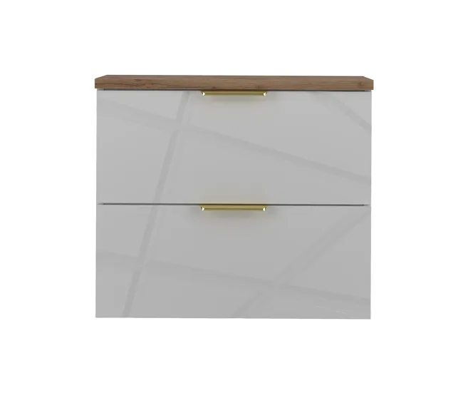 Premium de Madera Maciza Mueble bajo lavabo 60cm encimera Aurora Blanco y Madera