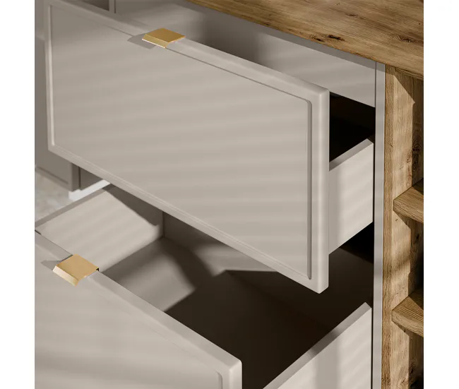 Premium de Madera Maciza Mueble bajo lavabo 140cm 3 compartimientos Alba Cachemira