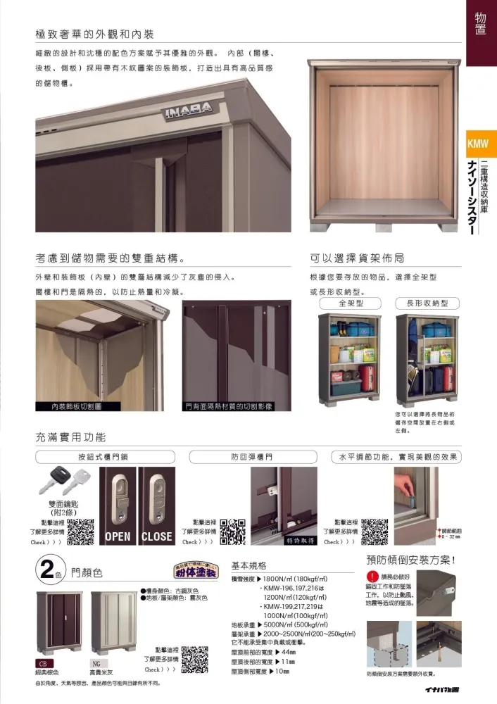 *Pre-order* Inaba Outdoor Storage Cabinets KMW-157E (W1540xD775xH1903mm) 2.271m3