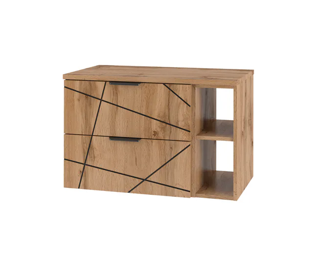 Repisa Flotante Mueble bajo lavabo 80cm 2 compartimientos encimera Teren Madera