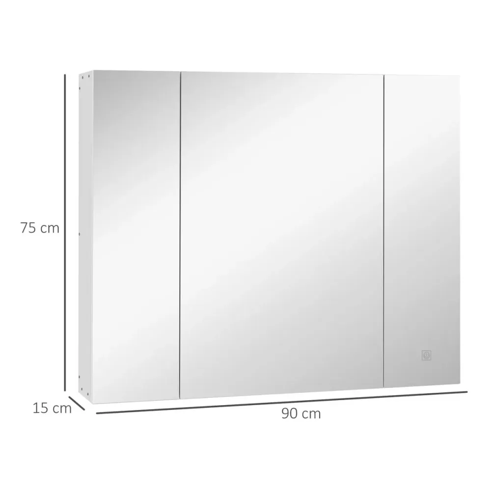 Resistente la Humedad Armario de baño Chakra Kleankin con luz LED blanco 75x90x15 cm