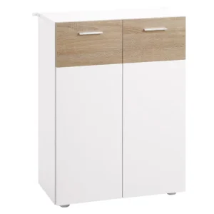 Resistente la Humedad kleankin Armario de Suelo para Baño con 2 Puertas y Estantes Interiores Ajustables Mueble Auxiliar d...