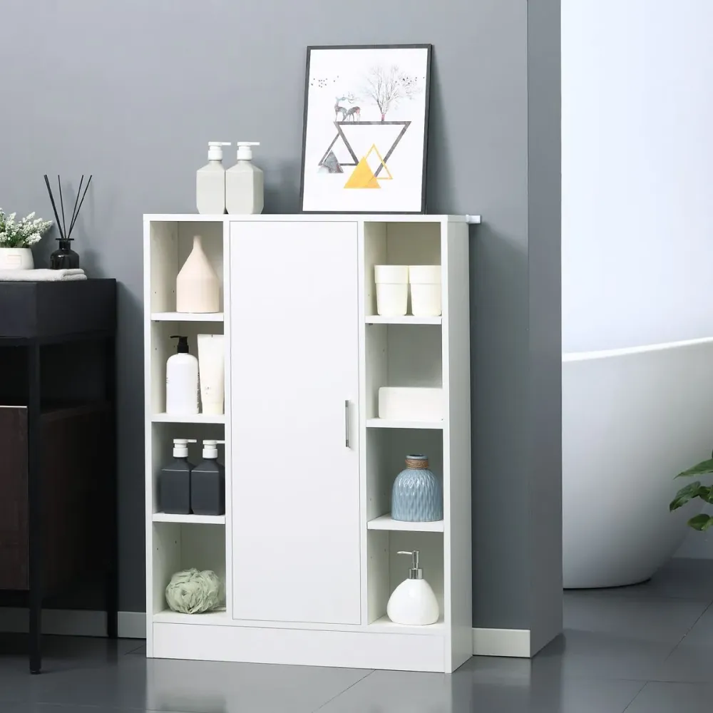 Tocador con Espejo Armario Dinn Kleankin 8 compartimentos + 1 puerta blanco 100x71x22 cm