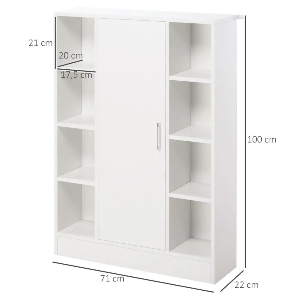 Tocador con Espejo Armario Dinn Kleankin 8 compartimentos + 1 puerta blanco 100x71x22 cm