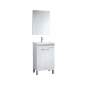 Tocador con Espejo Mueble bajo lavabo Dkolaro, Mueble de baño, Armario de 2 puertas con espejo, lavabo no incluido, 50x40h...