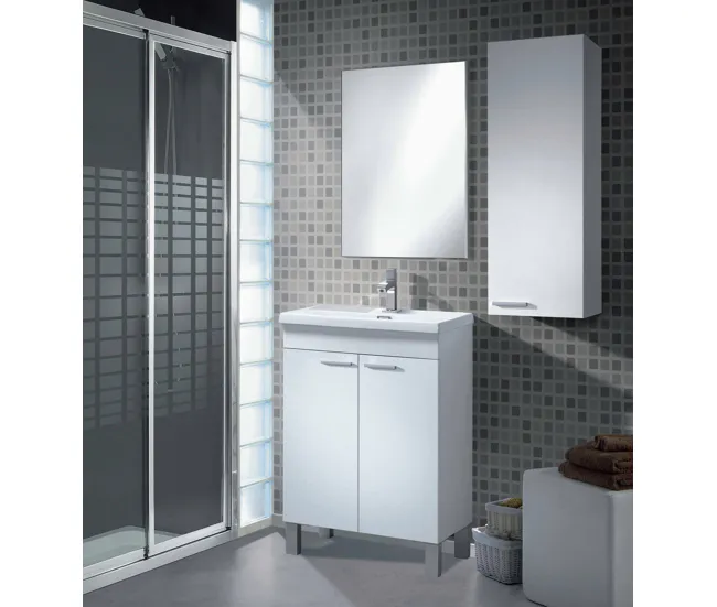 Tocador con Espejo Mueble bajo lavabo Dkolaro, Mueble de baño, Armario de 2 puertas con espejo, lavabo no incluido, 50x40h...