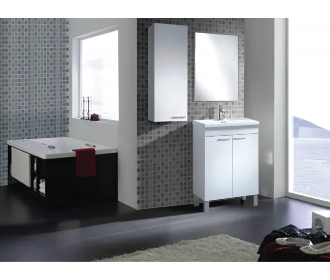Tocador con Espejo Mueble bajo lavabo Dkolaro, Mueble de baño, Armario de 2 puertas con espejo, lavabo no incluido, 50x40h...