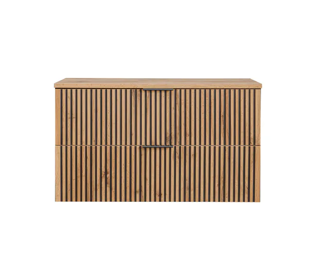 Tocador con Espejo Mueble bajo lavabo 100cm encimera Gaia Madera y Negro