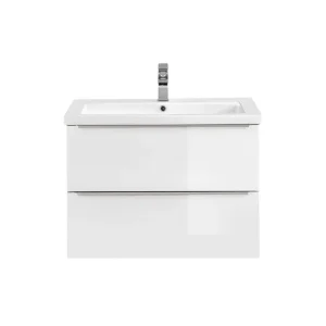 Tocador con Espejo Mueble lavabo individual encastrado 80cm April Madera