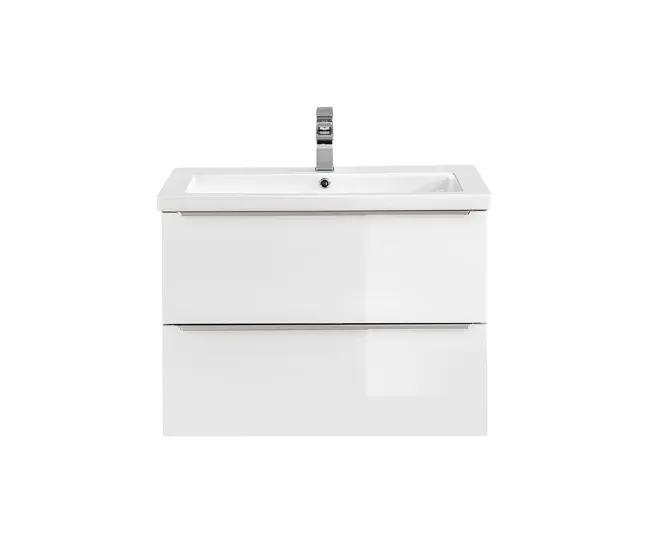 Tocador con Espejo Mueble lavabo individual encastrado 80cm April Madera