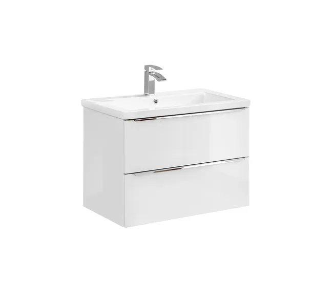 Tocador con Espejo Mueble lavabo individual encastrado 80cm April Madera
