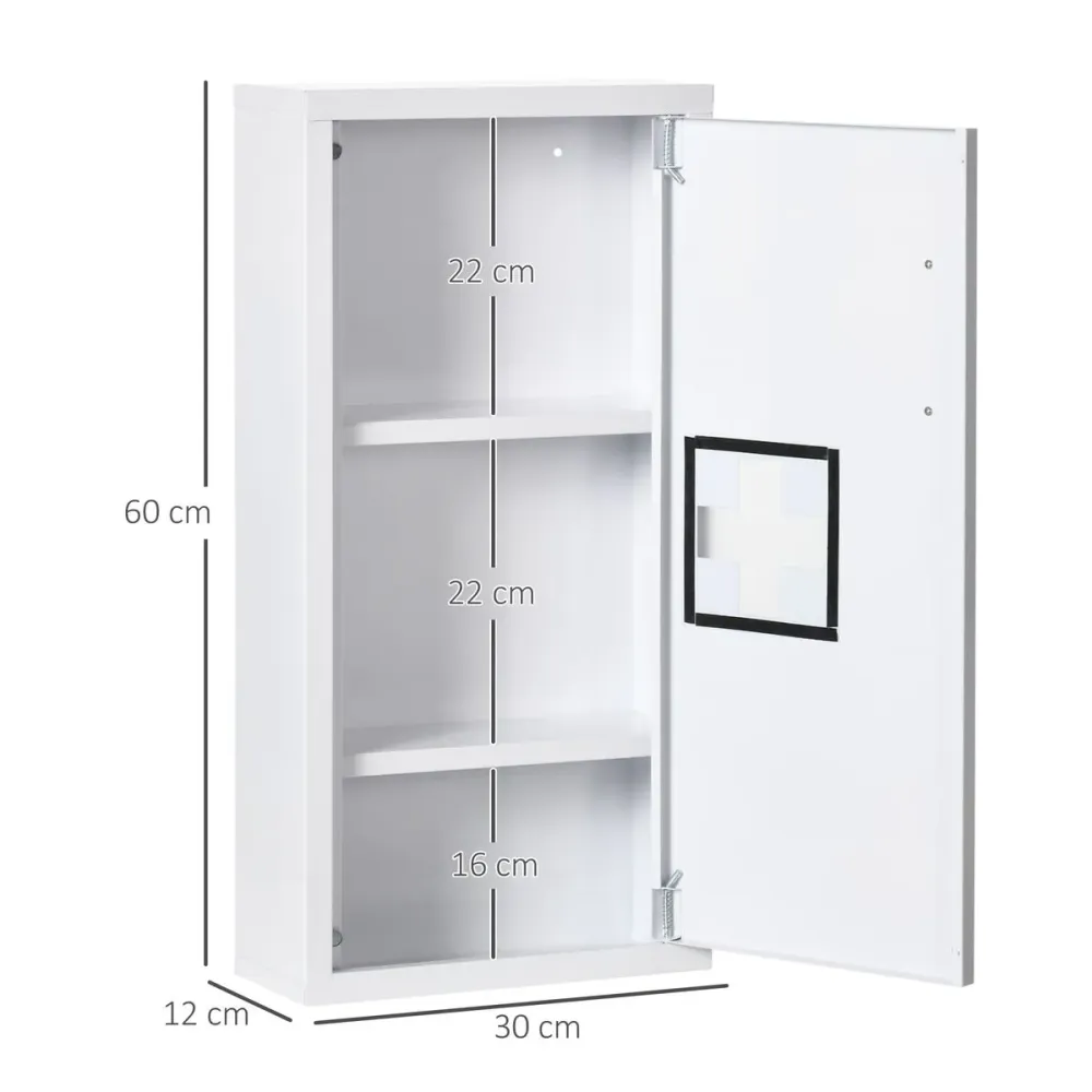 Botiquín Kleankin 3 compartimentos con puerta magnética blanco 60x30x12 cm para Ahorrar Espacio