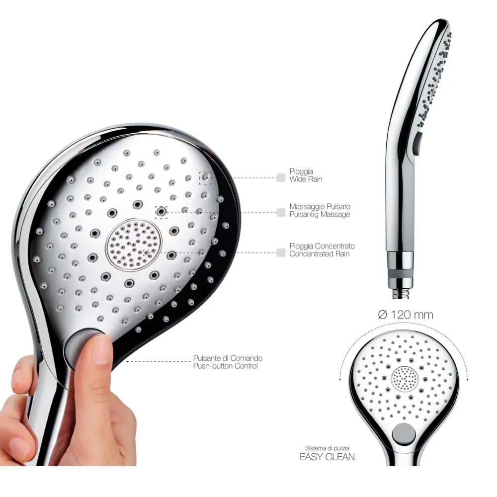 Ducha ABS cromado 6 chorros Bossini Syncronia diámetro 120 mm