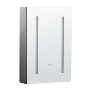 Jabonera de Pared Mueble de baño LED negro con espejo 40 x 60 cm CAMERON