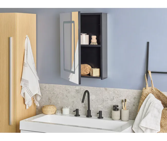 Mueble de baño LED negro con espejo 40 x 60 cm CONDOR para Viaje