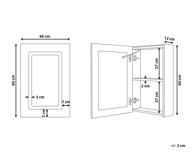 Mueble de baño LED negro con espejo 40 x 60 cm CONDOR para Viaje