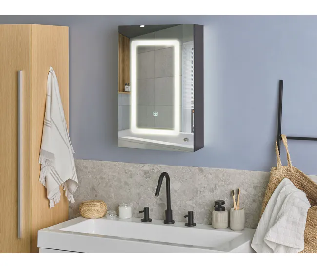 Mueble de baño LED negro con espejo 40 x 60 cm CONDOR para Viaje