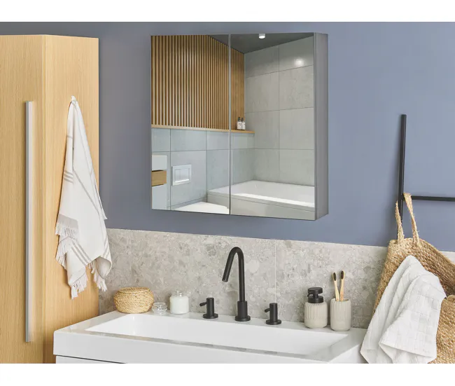 Mueble de baño LED negro con espejo 60 x 60 cm NAVARRA con Garantí de 2 ños