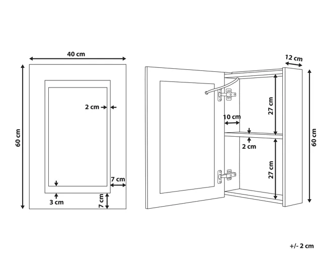 Mueble de baño LED negro con espejo 40 x 60 cm MALASPINA Set de 4 Piezas