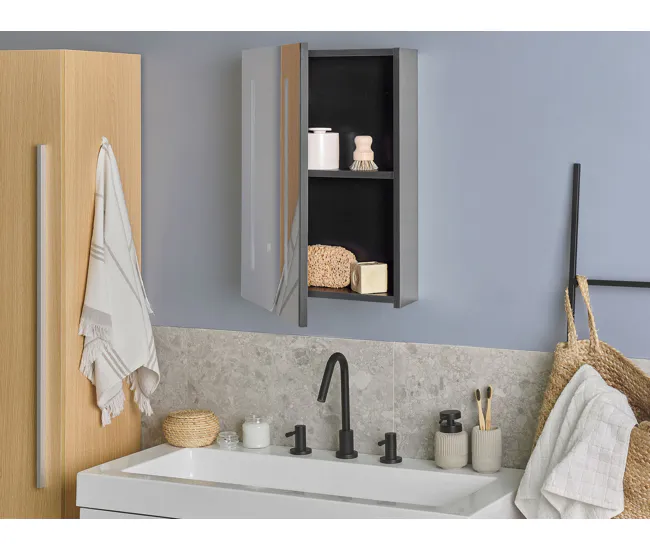 Resistente al Agua Mueble de baño LED negro con espejo 40 x 60 cm CAMERON