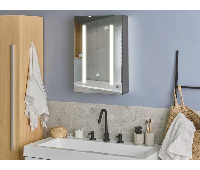 Resistente al Agua Mueble de baño LED negro con espejo 40 x 60 cm CAMERON