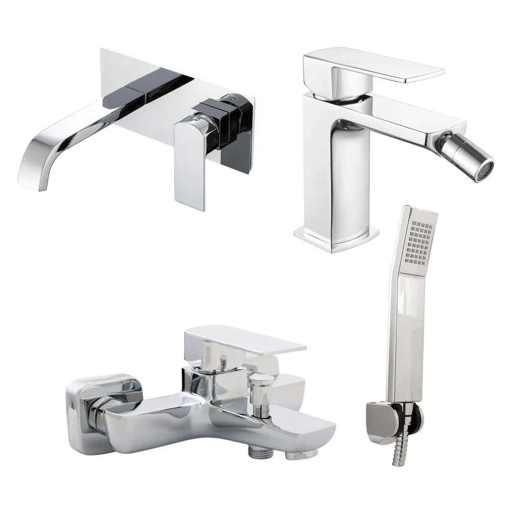 Colgador de Toallas Composizione di miscelatori per lavabo incasso, bidet e vasca Fire ottone cromato