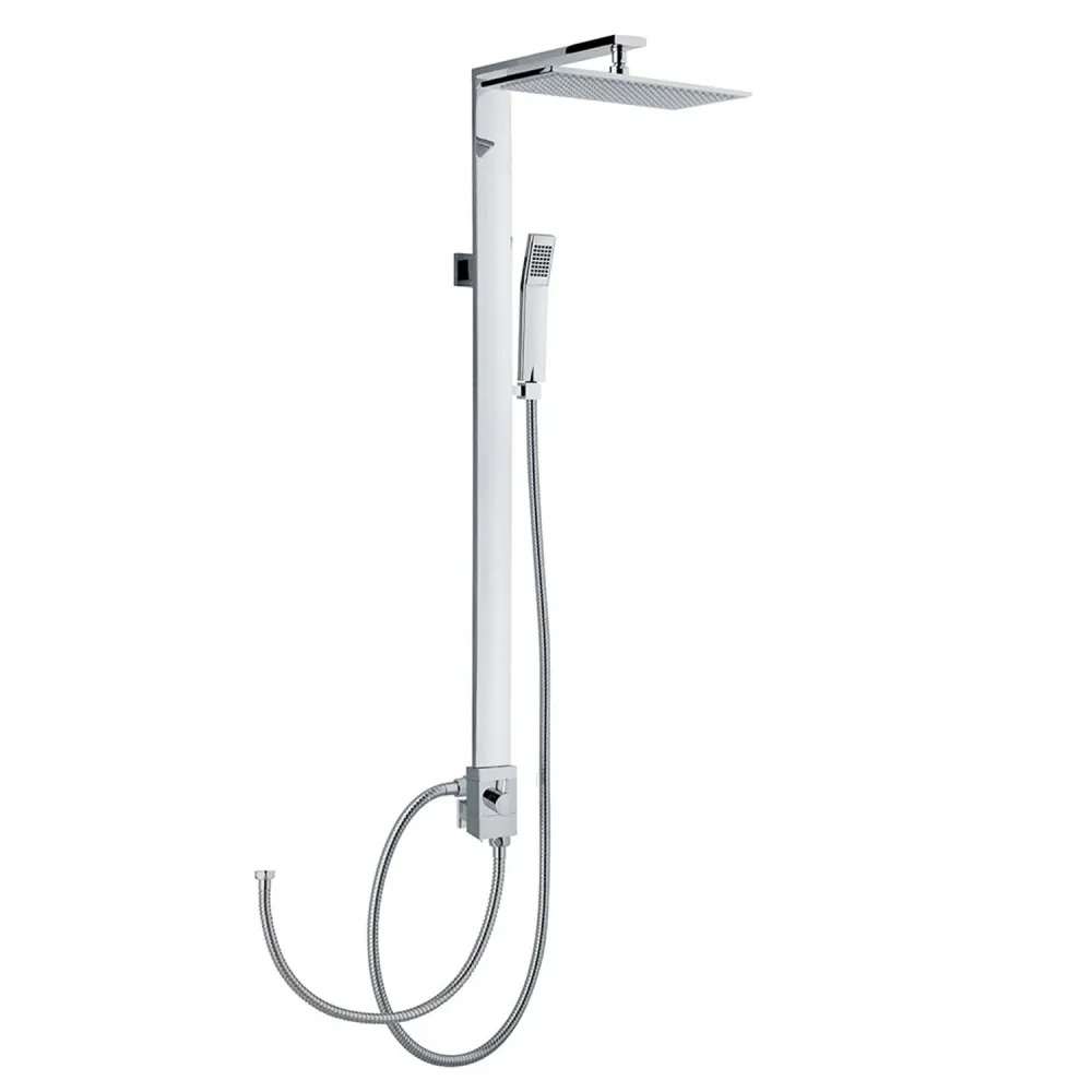 Colonna doccia rettangolare ottone con soffione e attacco flessibile