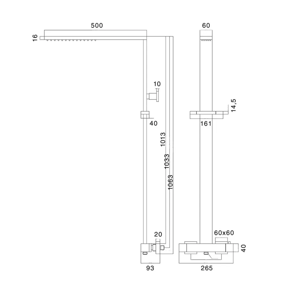 Colonna doccia rettangolare ottone, con soffione e termostatico para Renovación de Baño