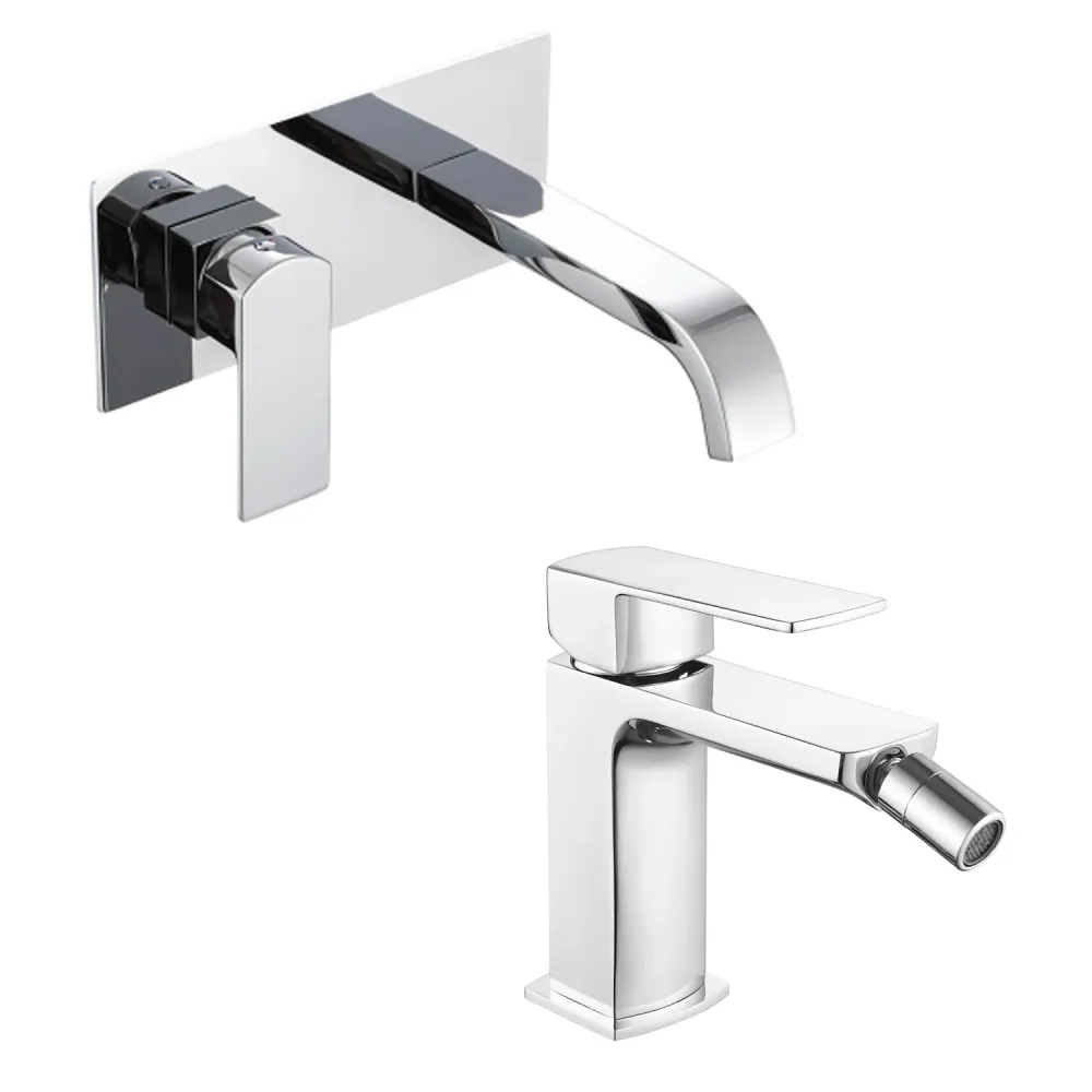 Coppia di miscelatori per lavabo incasso e bidet serie Fire ottone cromato para Baño Moderno