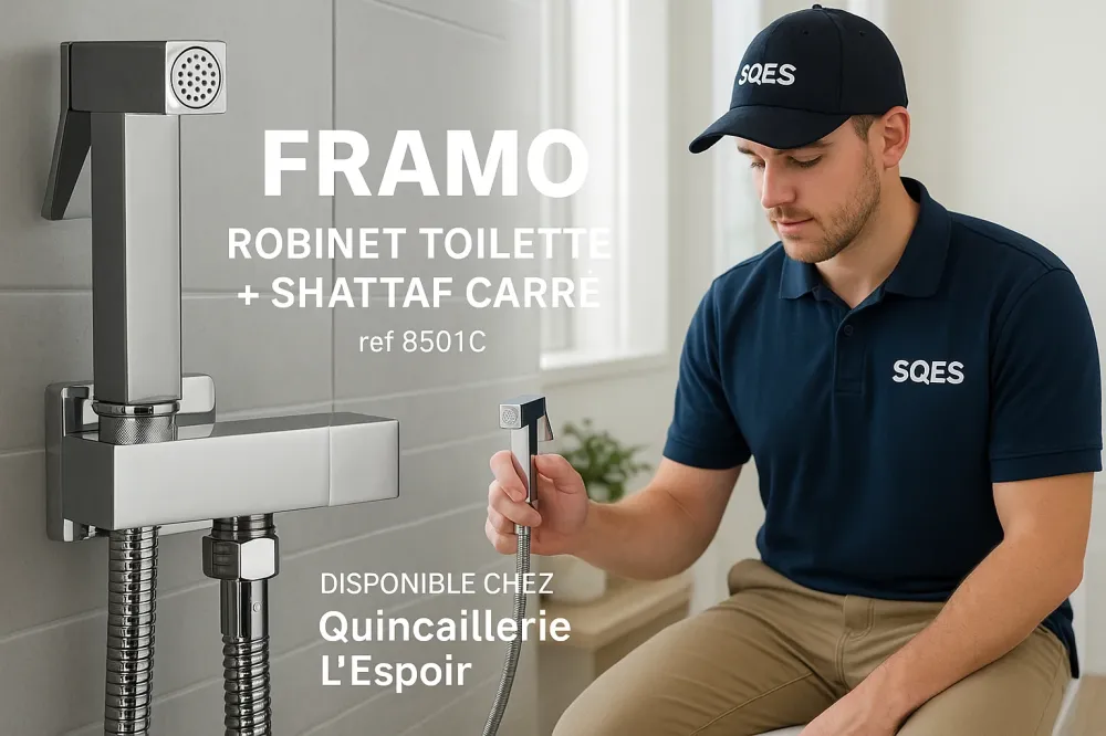 FRAMO Robinet TOILETTE + SHATTAF CARRÉ ref 8501C - Robinetterie Italienne Design