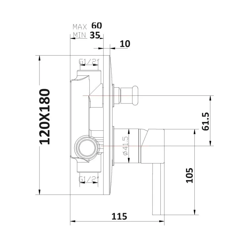 Miscelatore doccia incasso 3 vie Fire ottone cromato con práctico box