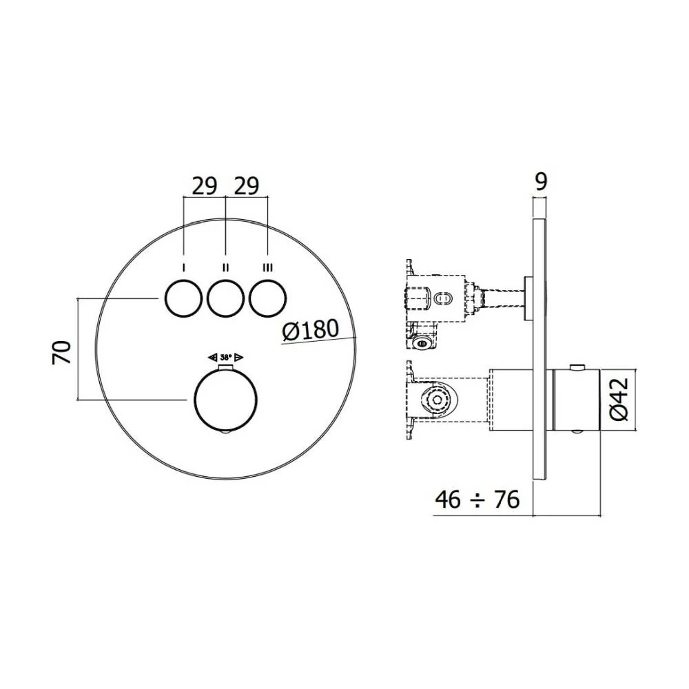 Miscelatore incasso doccia termostatico serie Manejable Box modello CPT019CR cromo Paffoni