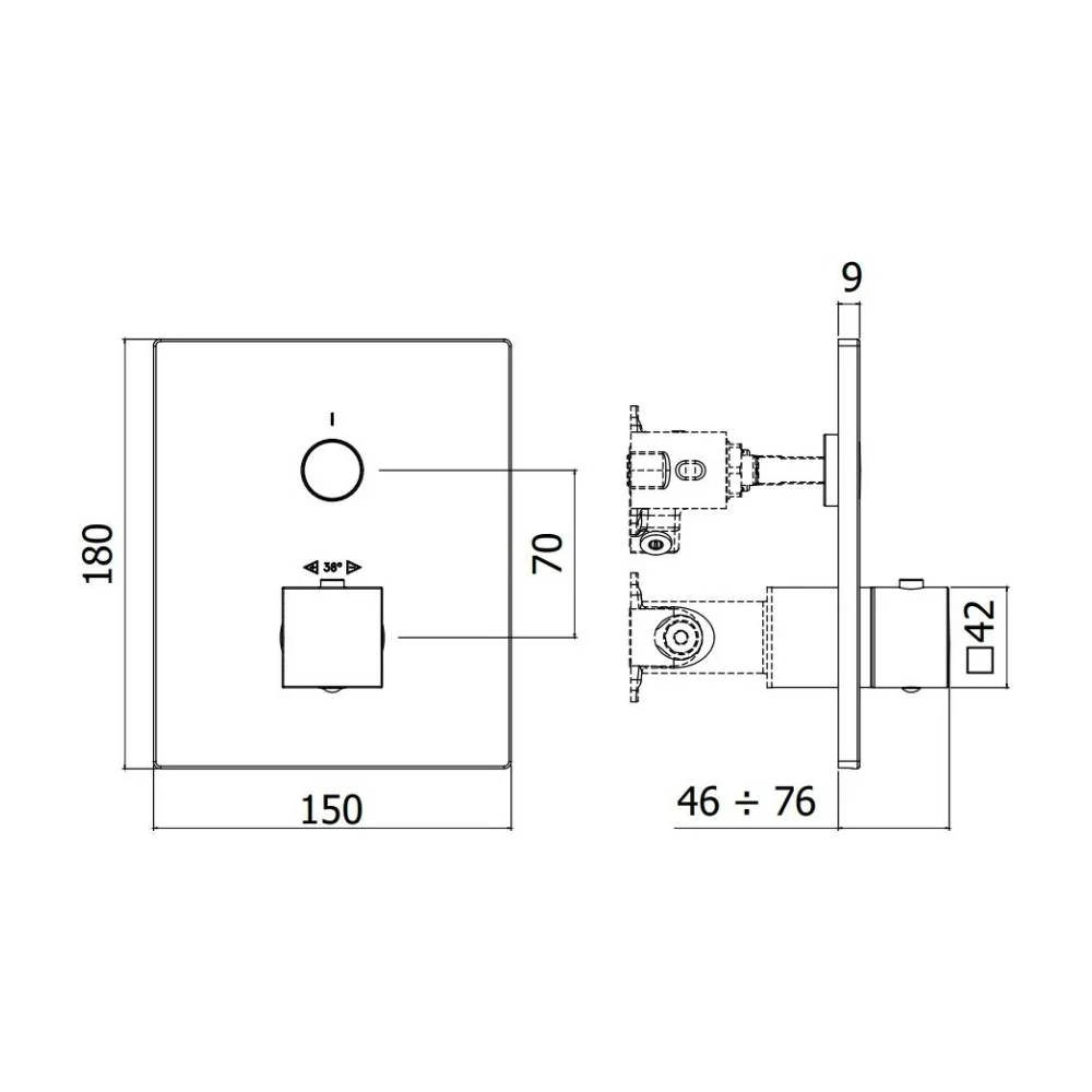 Miscelatore incasso doccia termostatico serie Reducido Box modello CPT513CR cromo Paffoni
