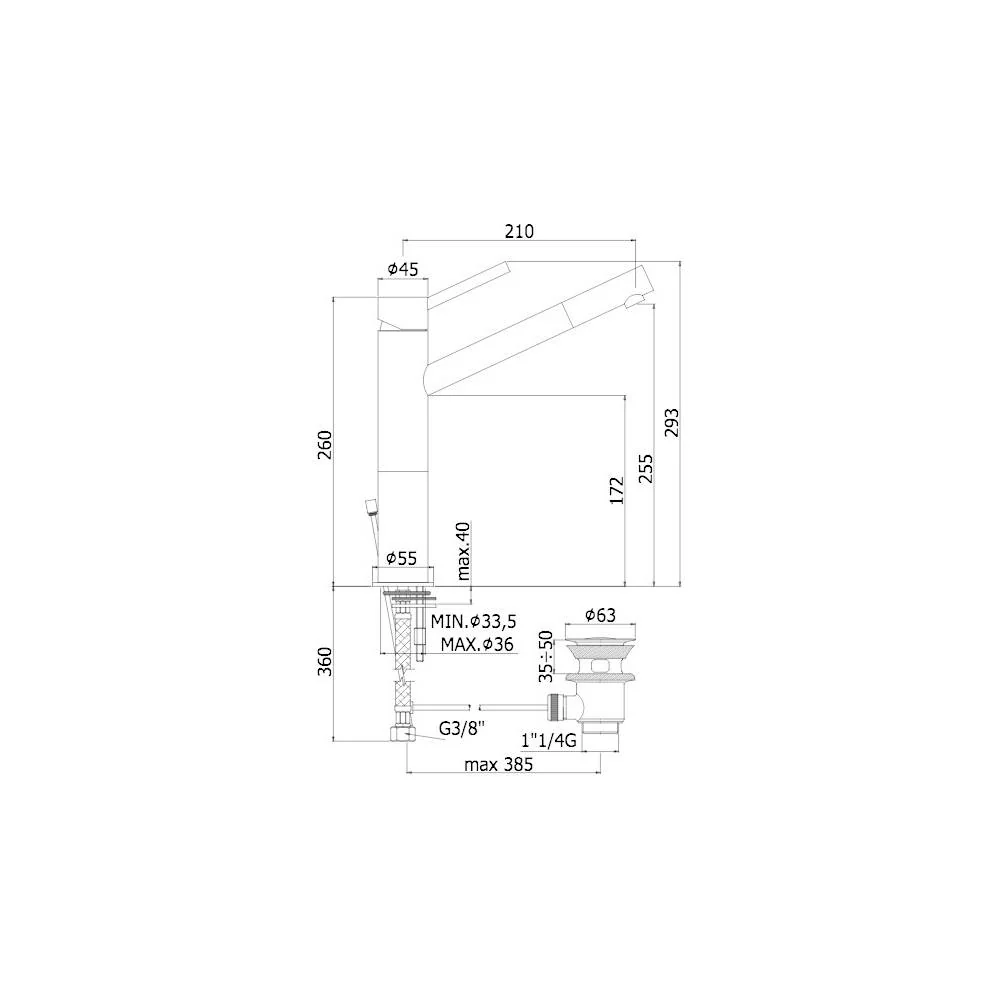 Miscelatore lavabo canna lunga con prolunga serie Birillo modello BI081CR93 cromo Paffoni
