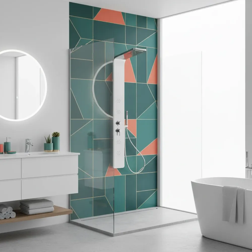 Pannello Doccia acciaio inox lucidato effetto specchio con miscelatore 4 vie soffione, idromassaggio, flessibile e doccett...